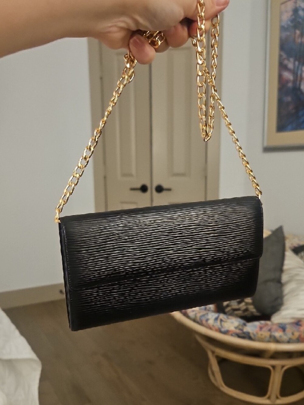 Louis Vuitton Black Epi Leather Sara Wallet